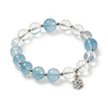Tranquil Ocean Mist Beaded Bracelet with Crystal Floral Charm