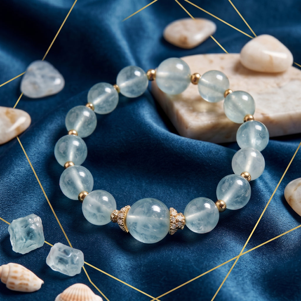 Serene Aquamarine-Hued Crystal Bracelet