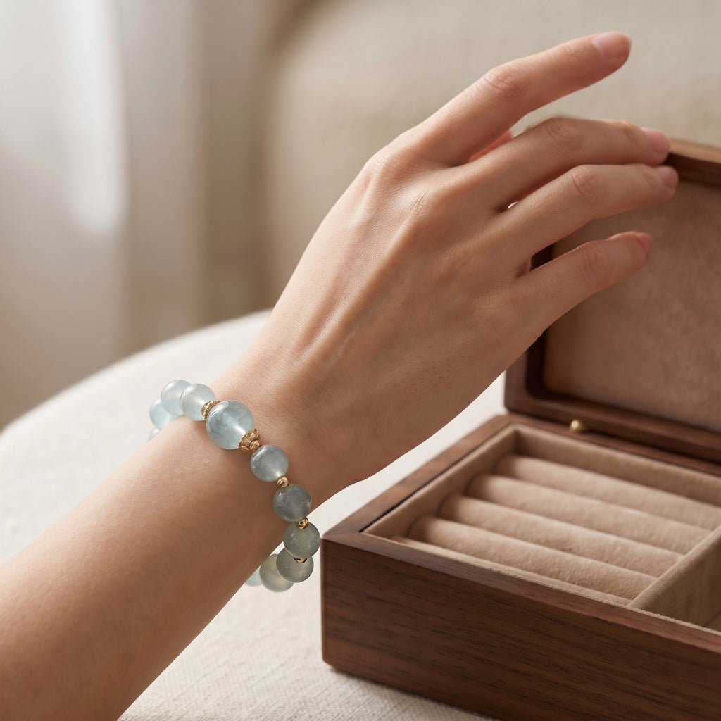 Serene Aquamarine-Hued Crystal Bracelet