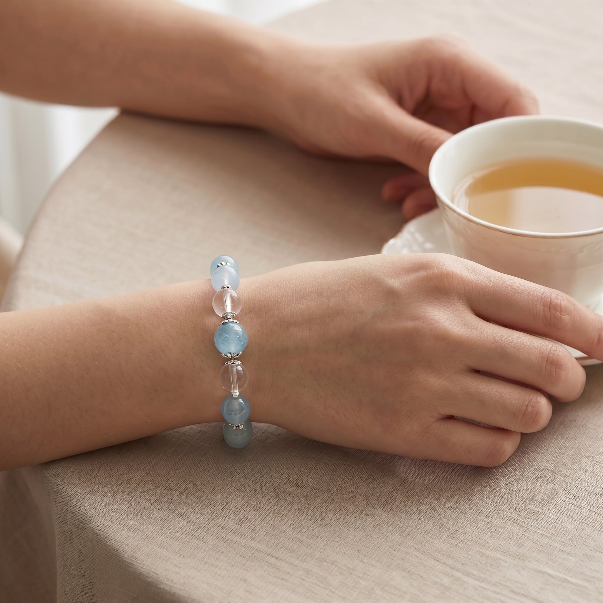 Serene Sea Sky Alternating Crystal Bracelet