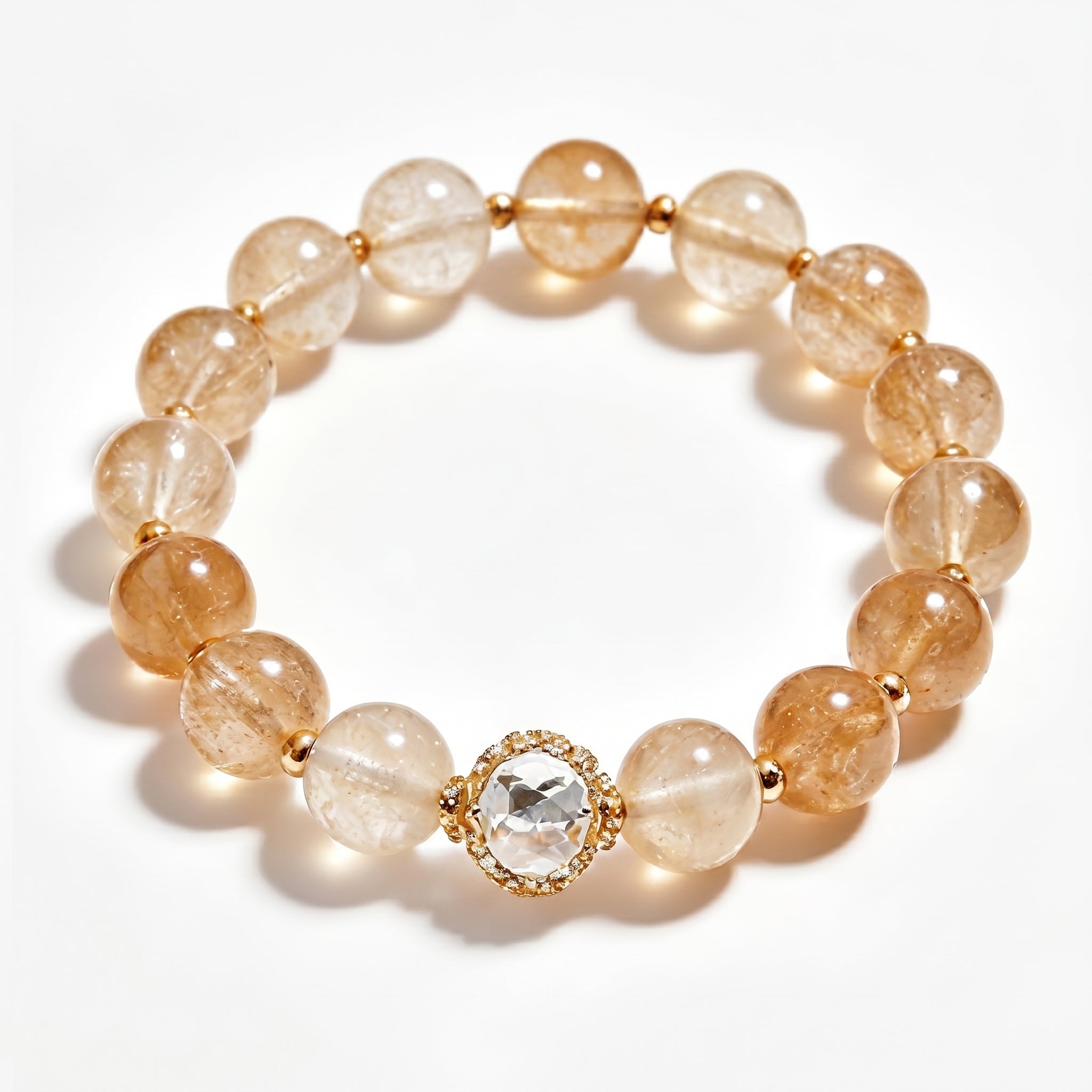 Amber & Golden Rutilated Quartz Jewel Bracelet