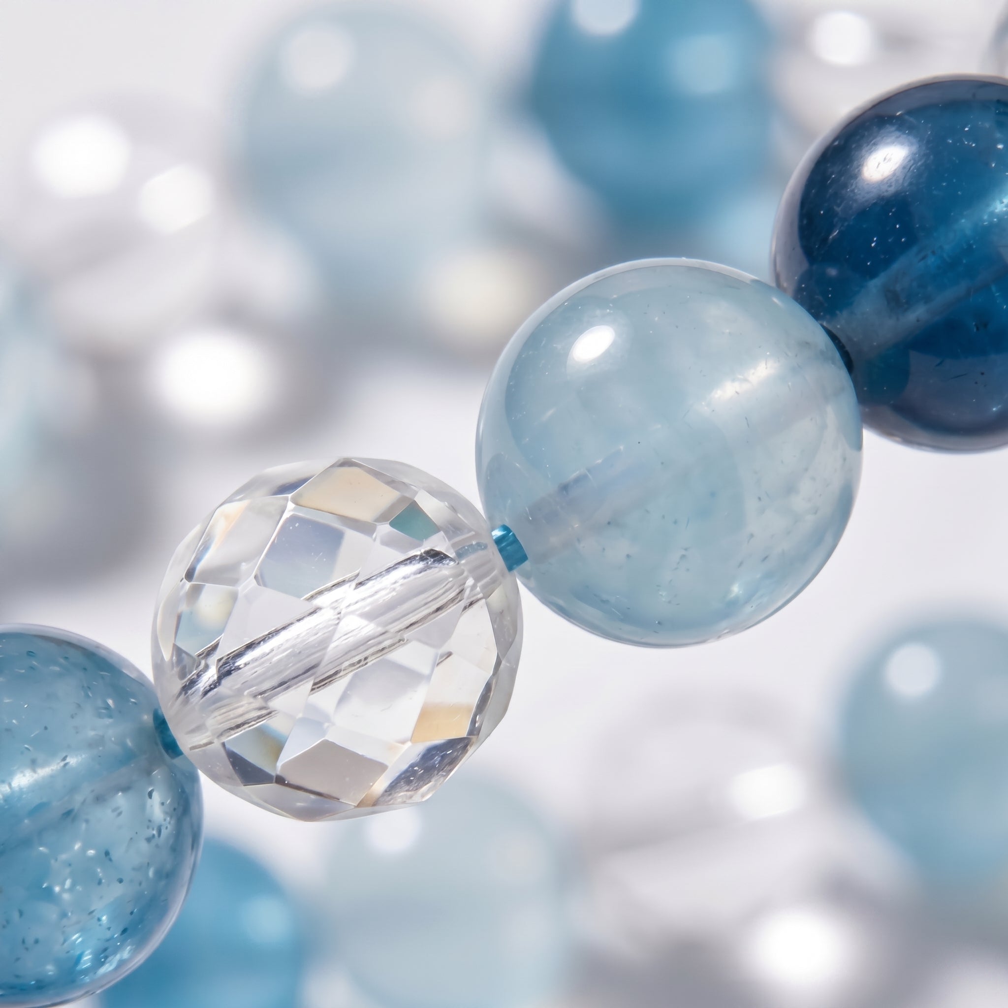 Deep Sea Blend Apatite & Aquamarine Faceted Crystal Stretch Bracelet