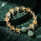 Natural Citrine and Green Jade Pixiu Bracelet