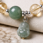 Natural Citrine and Green Jade Pixiu Bracelet
