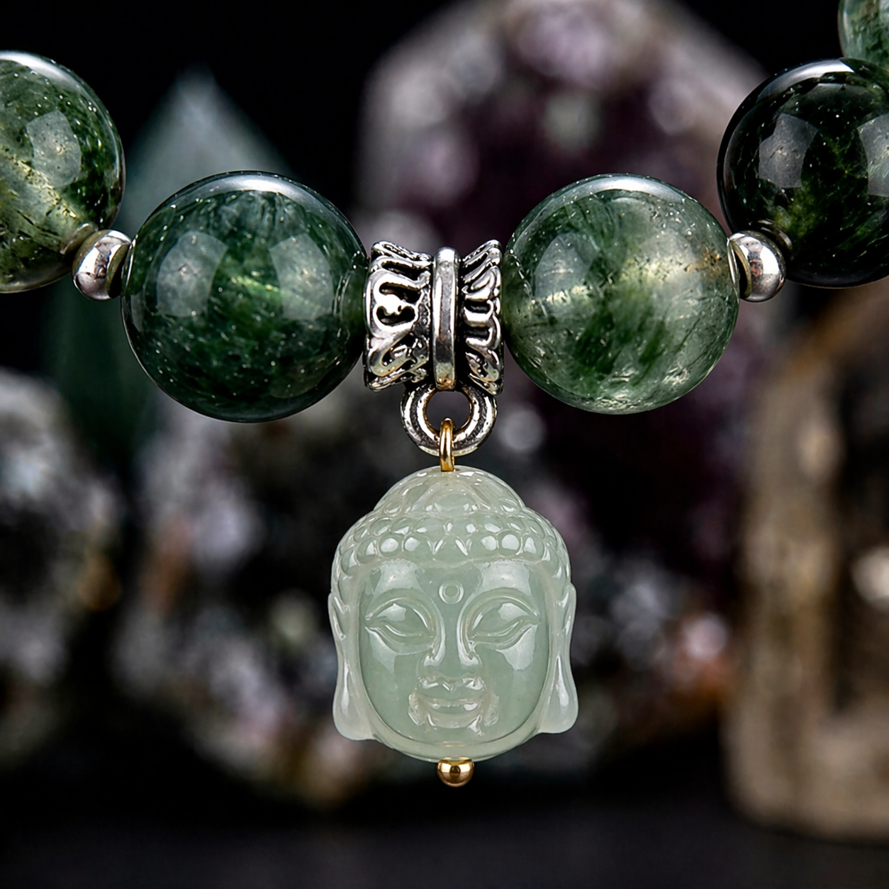 Enlightened Harmony Deep Green Moss Agate Bracelet