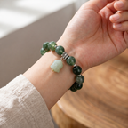 Enlightened Harmony Deep Green Moss Agate Bracelet