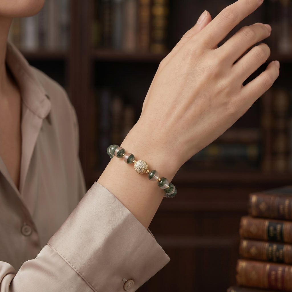 Captivating Green Phantom Quartz Wealth Bracelet