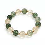 Nature's Balance Alternating Green and Solar Quartz Bracelet
